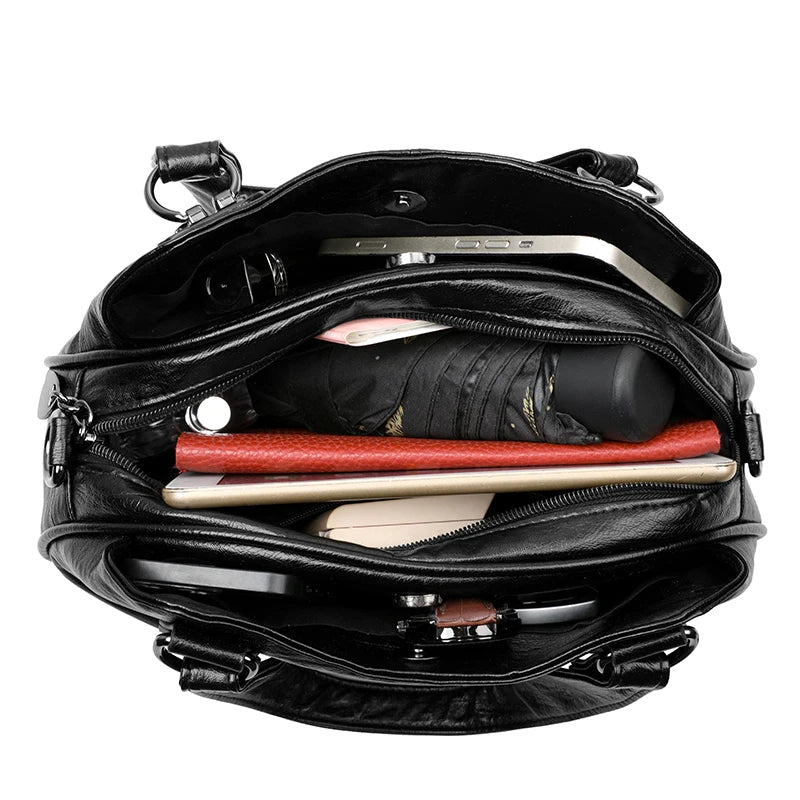 Luxury 3-Layer Handbag - Soft PU Leather Shoulder & Crossbody Bag