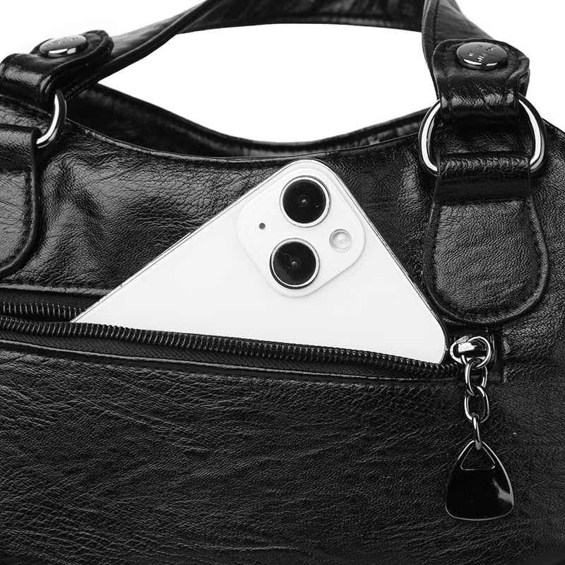 Luxury 3-Layer Handbag - Soft PU Leather Shoulder & Crossbody Bag