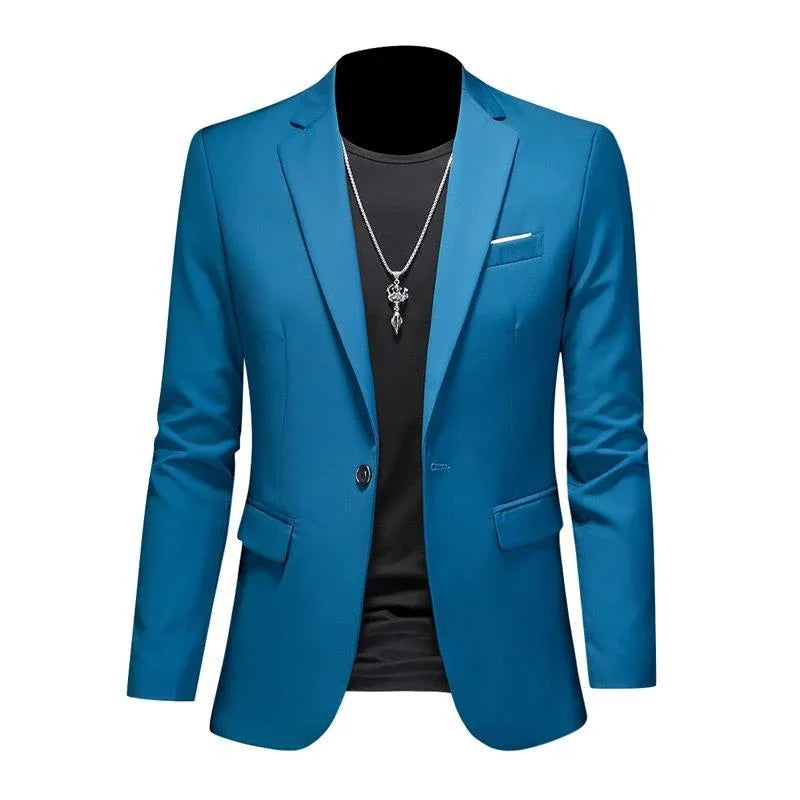 Boutique Men's Blazer: Solid Color Fashion for Business & Weddings