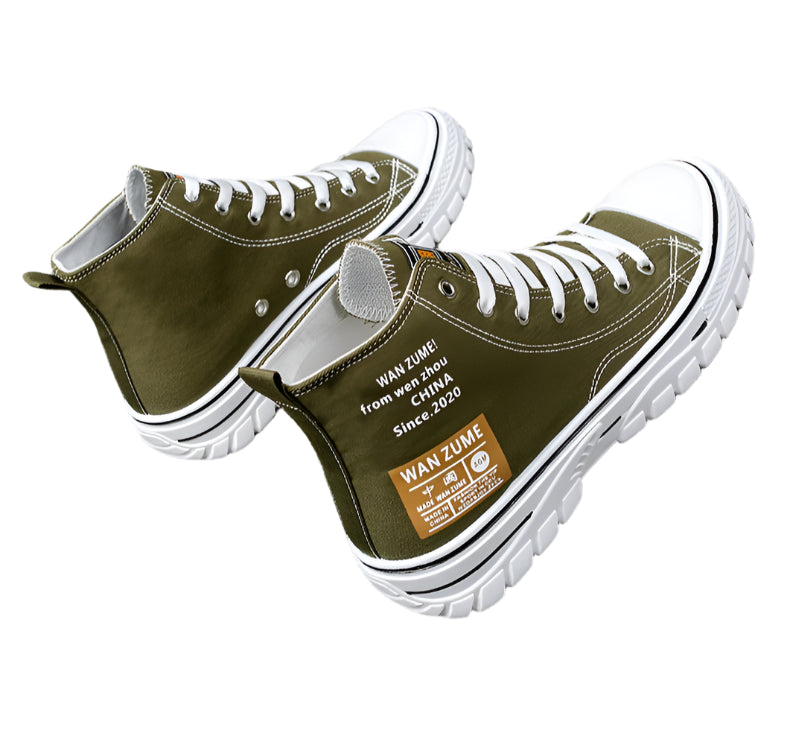 Men's High Top Canvas Sneakers – Lace-Up Sport Board Shoes for Casual Street Style