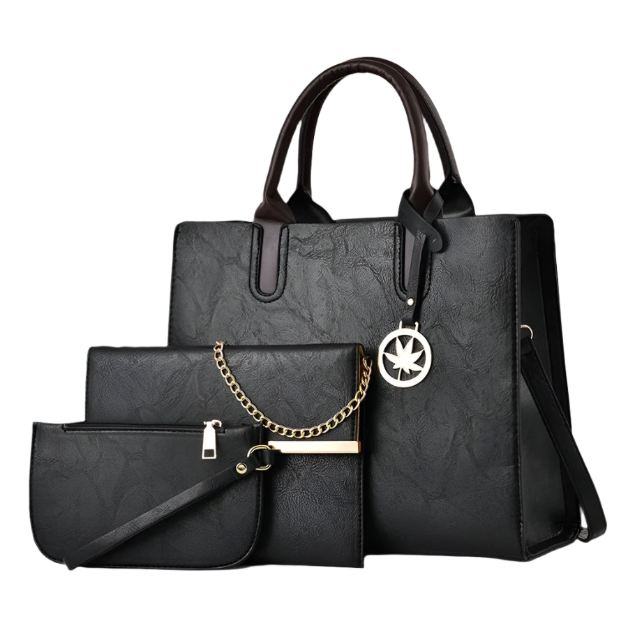 3-Piece Women's PU Leather Handbag Set – Fashion Tote, Shoulder, Crossbody