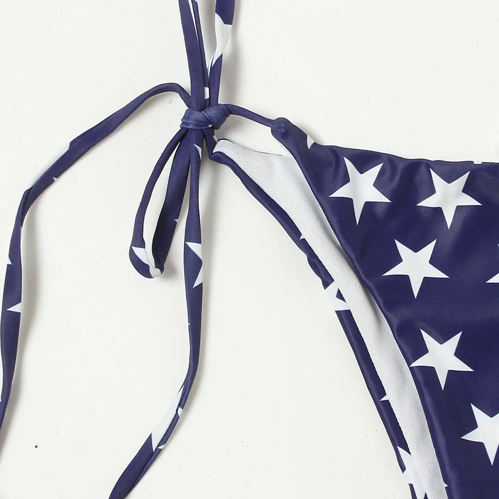 Sexy USA Flag Print Beach Bikini Set – 2-Piece Lingerie Swimsuit