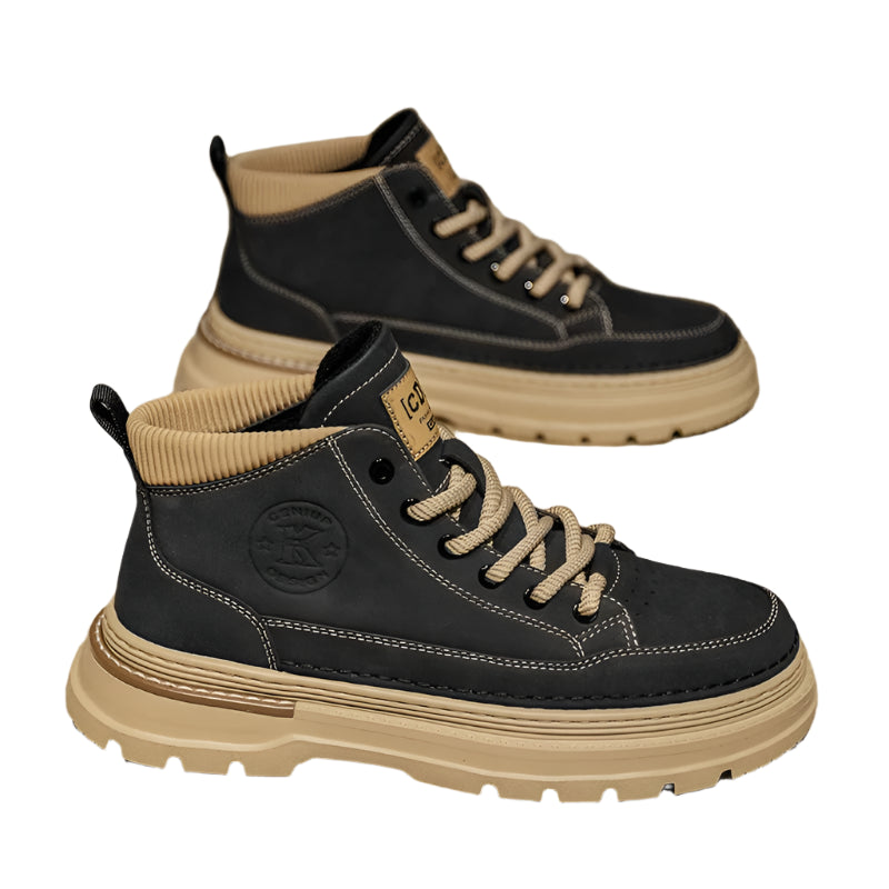 Men's British Retro High-Top Work Boots – Vintage Style Streetwear Footwear