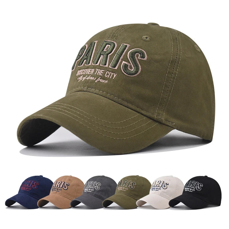 PARIS Letter Embroidered Baseball Cap – Korean Style Casual Fitted Hat