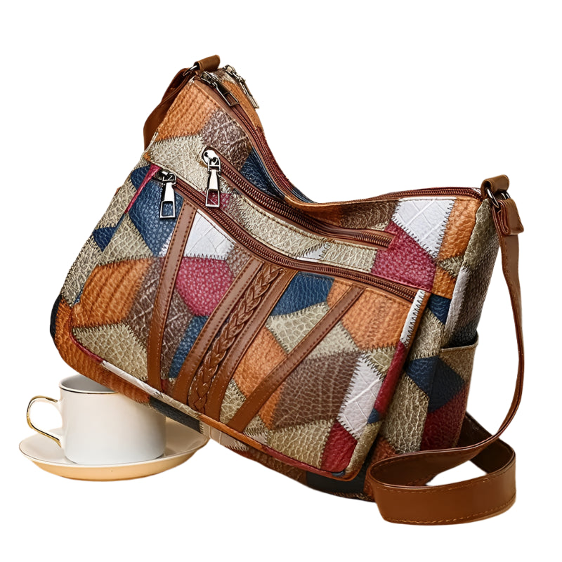 Women's Elegant Vintage Crossbody Bag: Trendy Patchwork Handbag