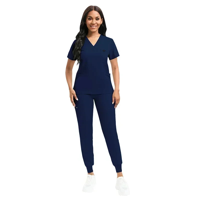 Multicolor Unisex Medical Scrubs Set - Short Sleeve V-Neck Workwear