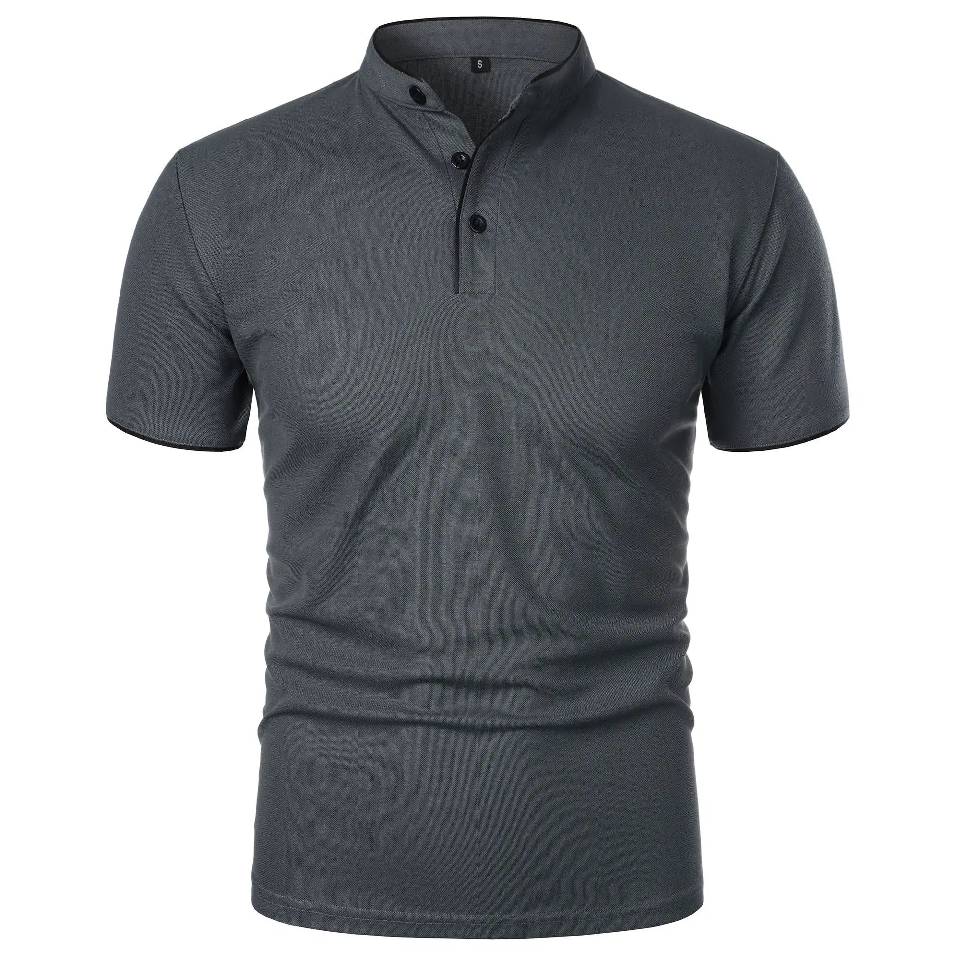Men’s Solid Color Stand Collar T-Shirt – Slim Fit Lightweight Tee