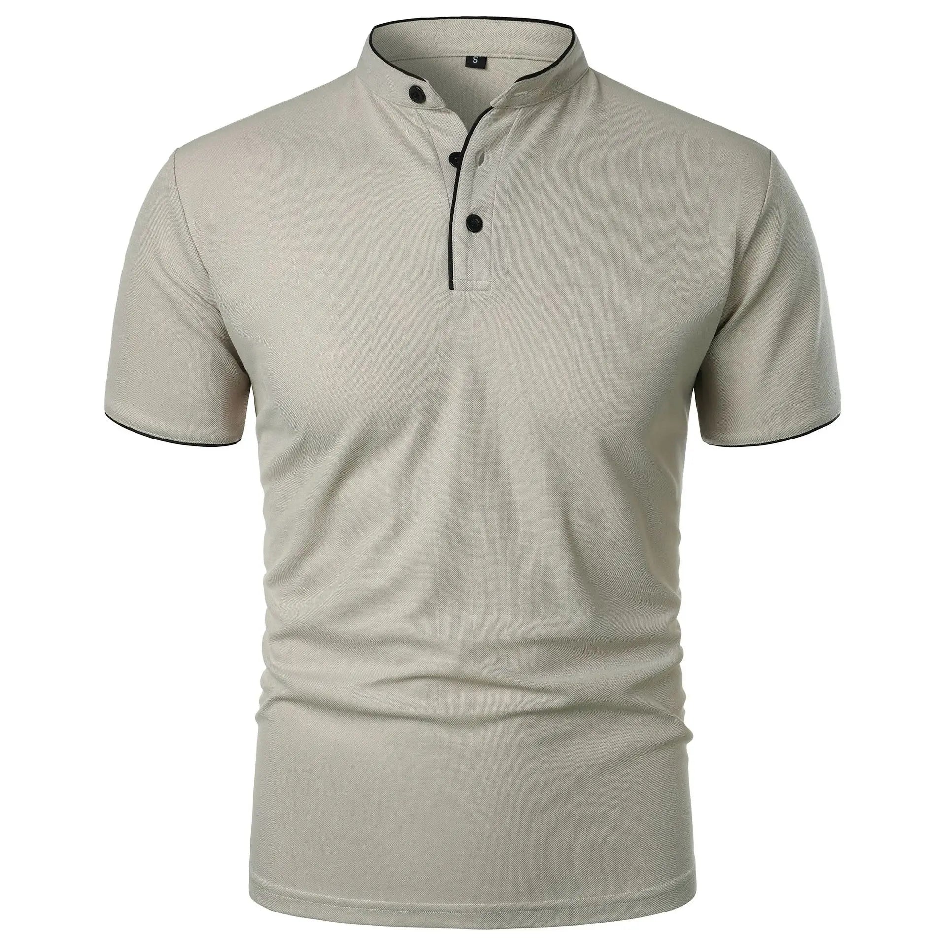 Men’s Solid Color Stand Collar T-Shirt – Slim Fit Lightweight Tee