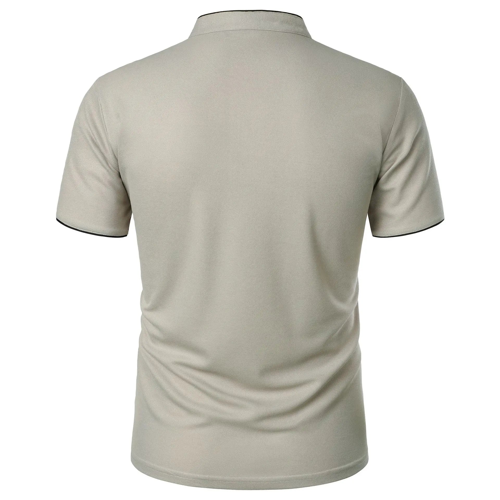 Men’s Solid Color Stand Collar T-Shirt – Slim Fit Lightweight Tee