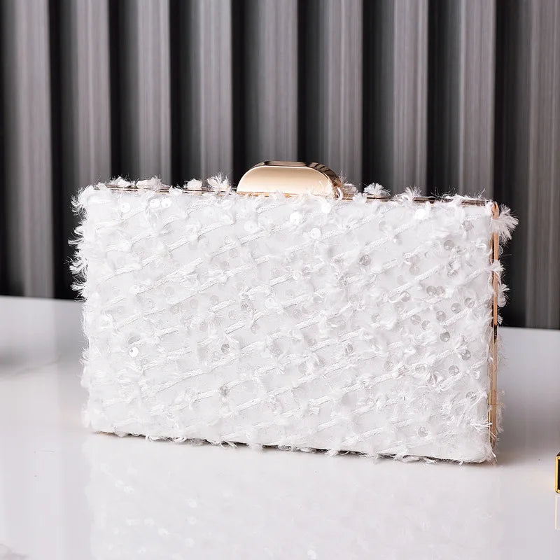 Sequin Women's Shoulder Bag - Blue Elegant Designer Wedding Clutch