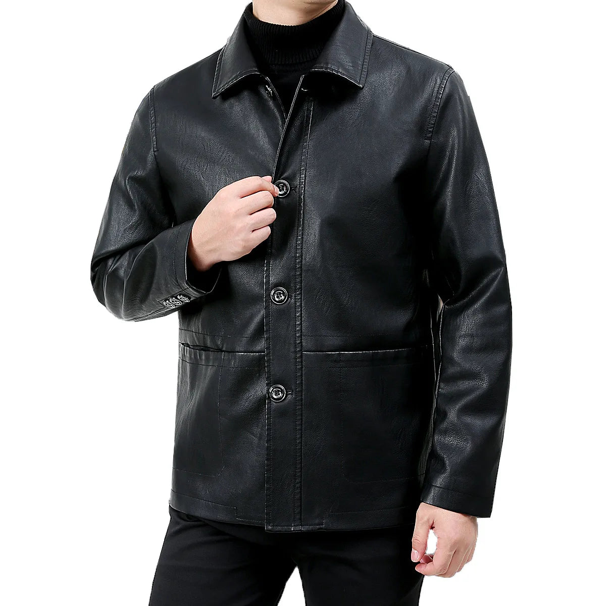Men's Vintage Leather Biker Coat: Trendy, Soft, High-Quality Jacket