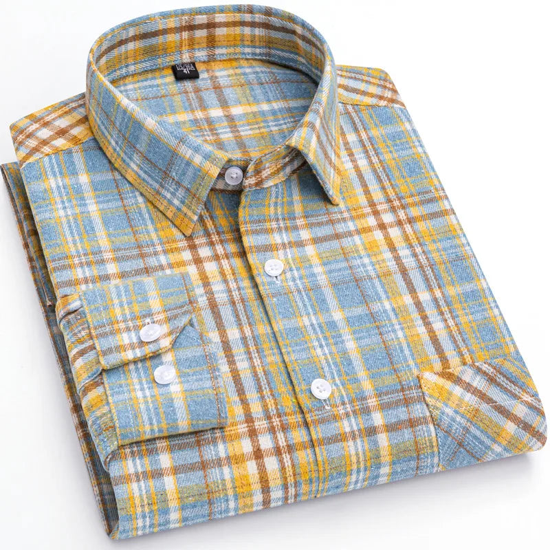 Men’s Flannel Plaid Shirt – 100% Cotton Slim Fit Casual Spring Wear