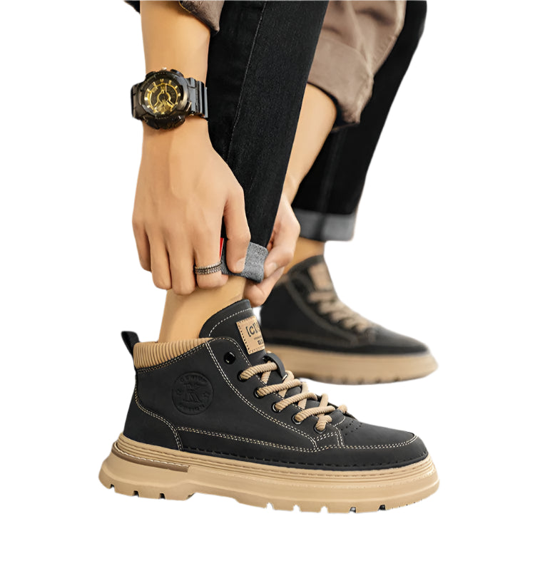 Men's British Retro High-Top Work Boots – Vintage Style Streetwear Footwear
