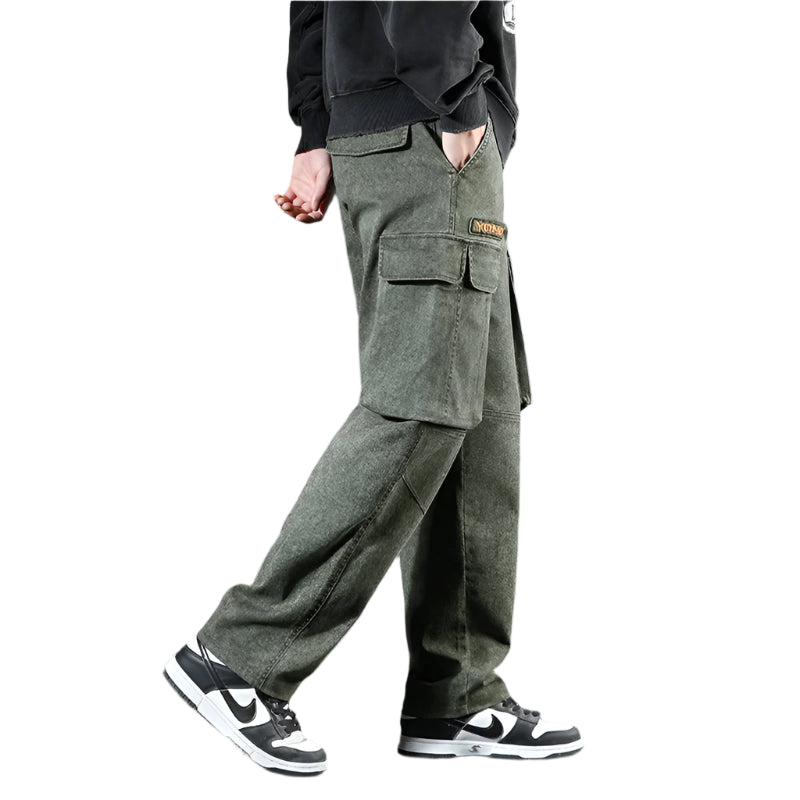 Men’s Paratrooper Cargo Jeans – Loose Fit Wide Leg Stretch Denim