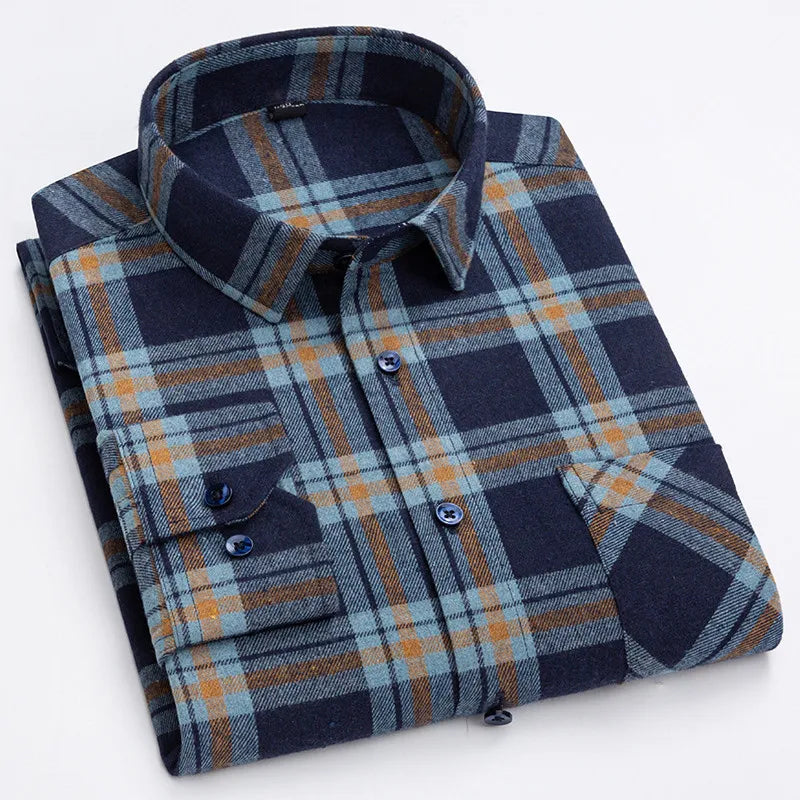 Men’s Flannel Plaid Shirt – 100% Cotton Slim Fit Casual Spring Wear