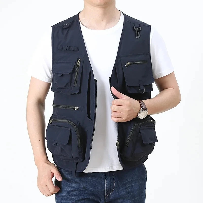 Men’s Tactical Multi-Pocket Mesh Vest – Breathable, Sleeveless, Travel-Ready