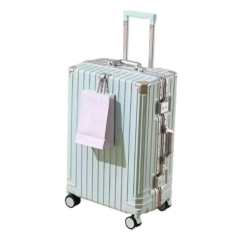 Aluminum Alloy Rolling Travel Suitcase with Cup Holder & Spinner Wheels