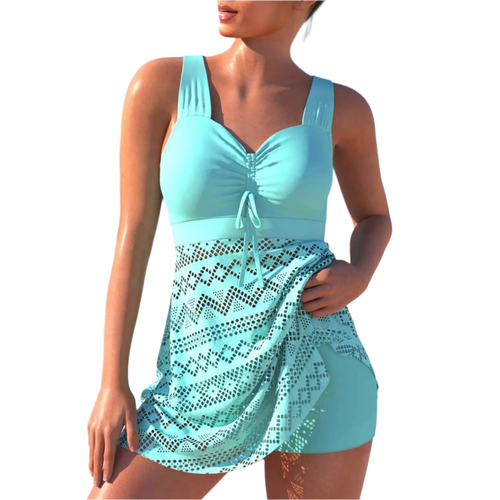 Women's High Waist Swimsuit - Conservative Skirt Style Belly Cover