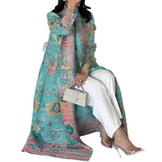 Women's Open Abaya – Pleated Stretch Maxi Cardigan Robe