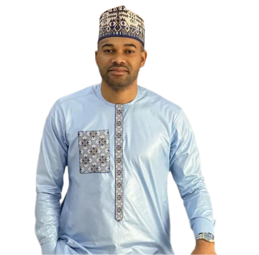 African Men's Dashiki Suit 2-Piece Set – Embroidered Shirt & Pants