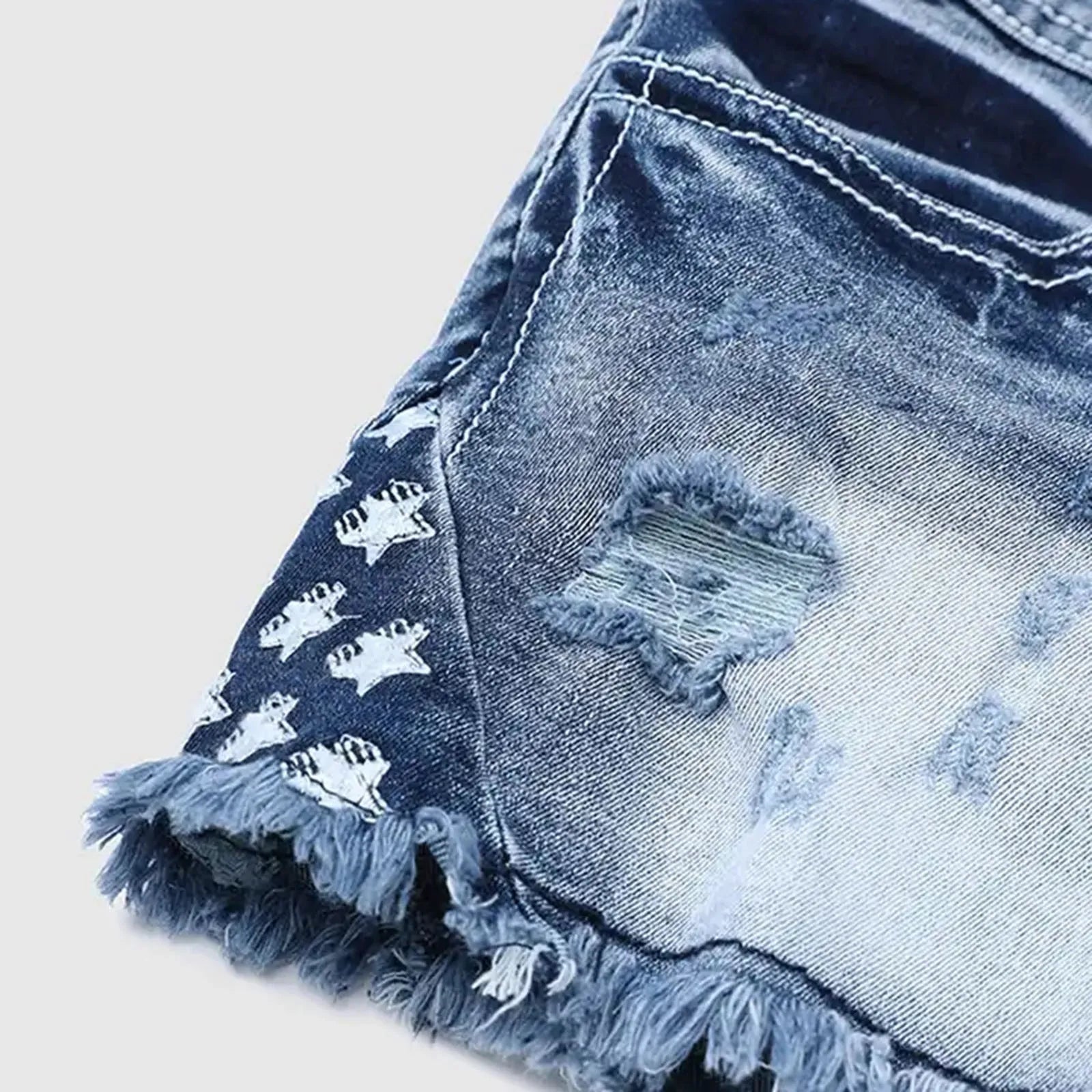 Y2K Retro Leopard Print Low Waist Distressed Black Denim Shorts