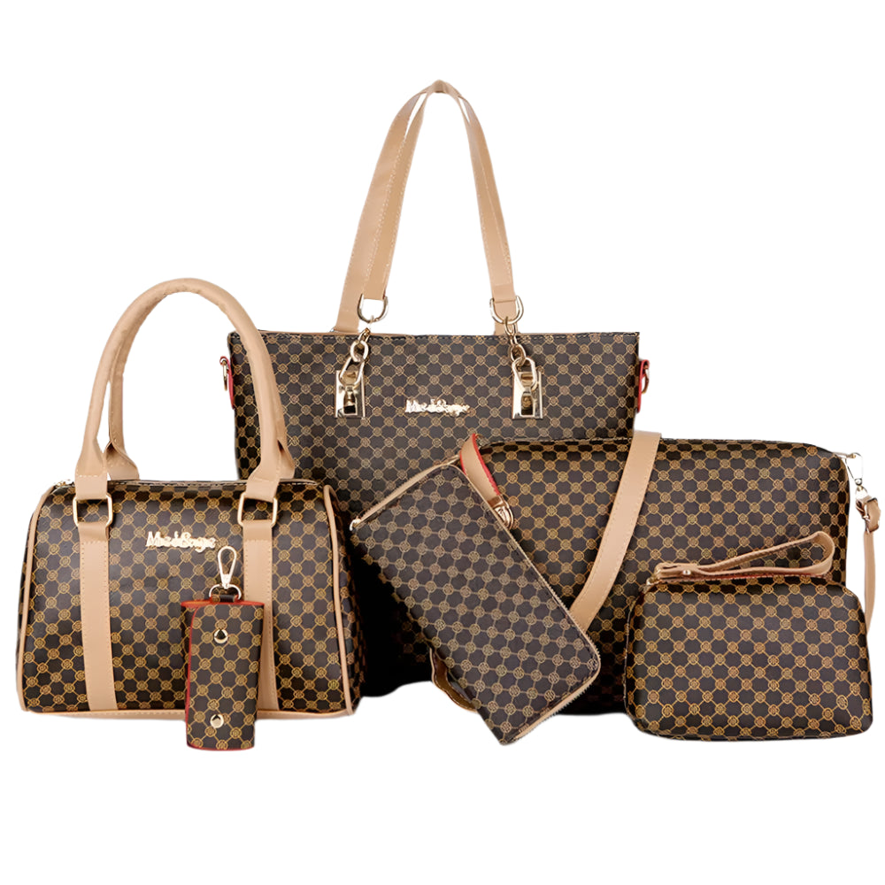 6PCS Printed Handbag Set - Large Capacity Tote & Crossbody Bags