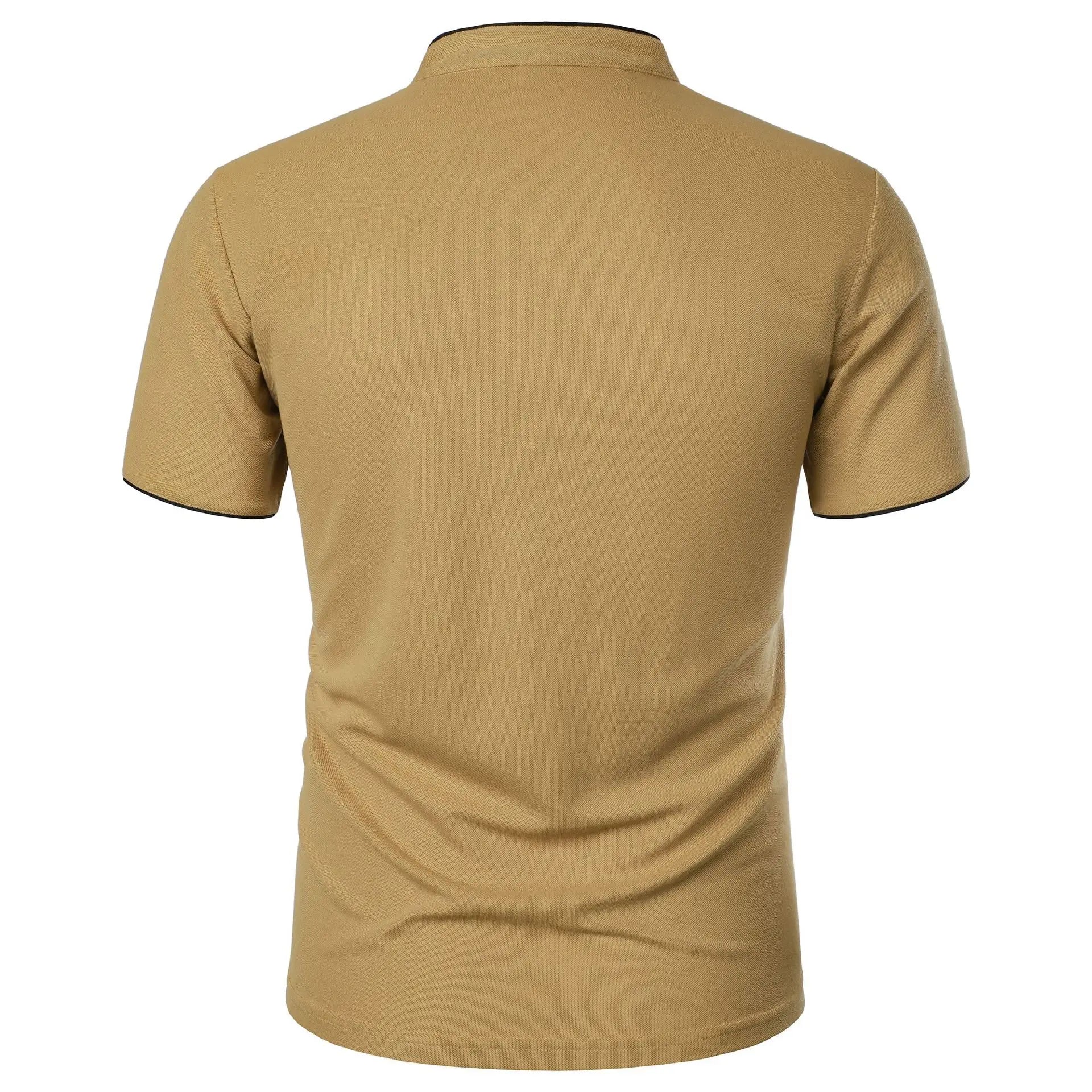 Men’s Solid Color Stand Collar T-Shirt – Slim Fit Lightweight Tee