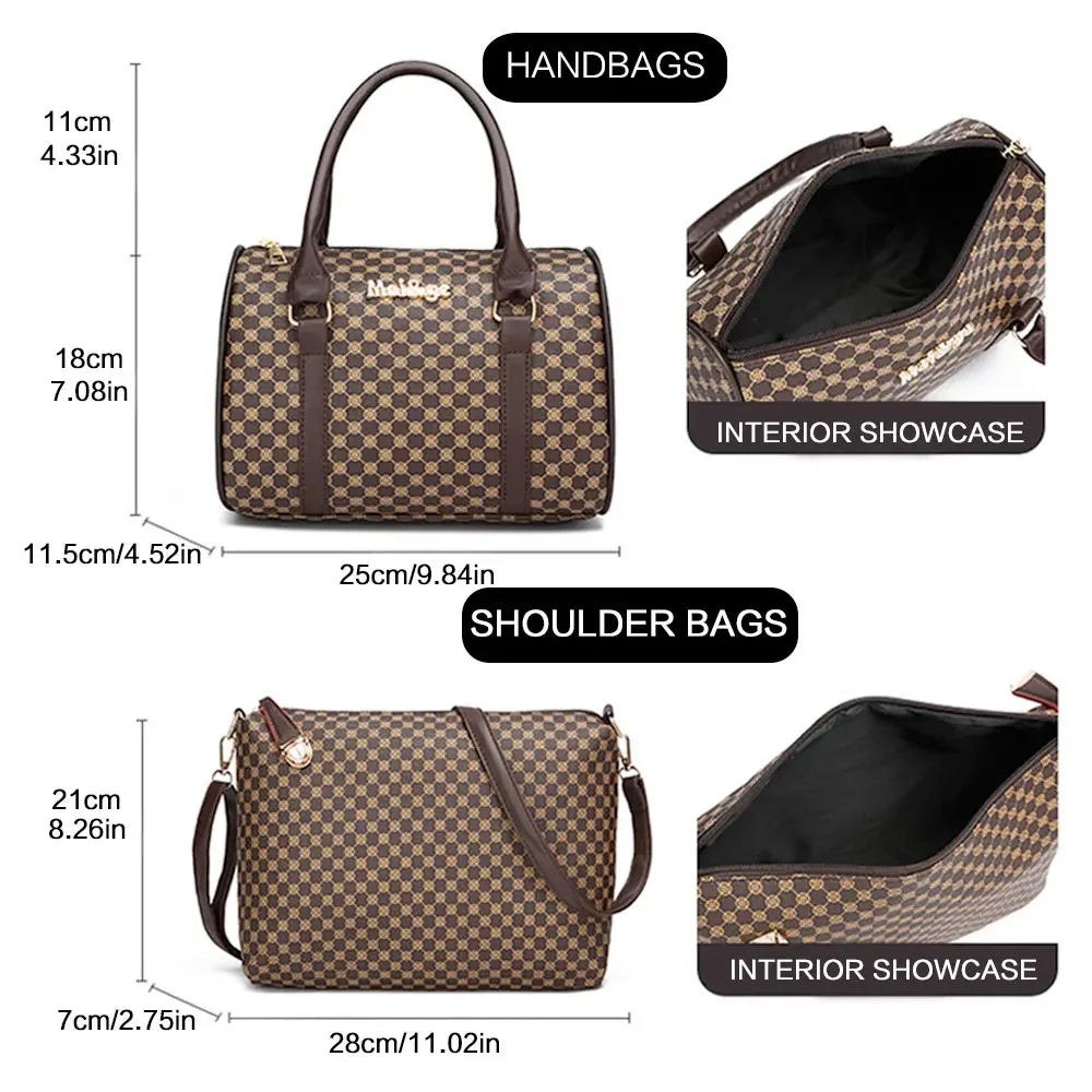 6PCS Printed Handbag Set - Large Capacity Tote & Crossbody Bags