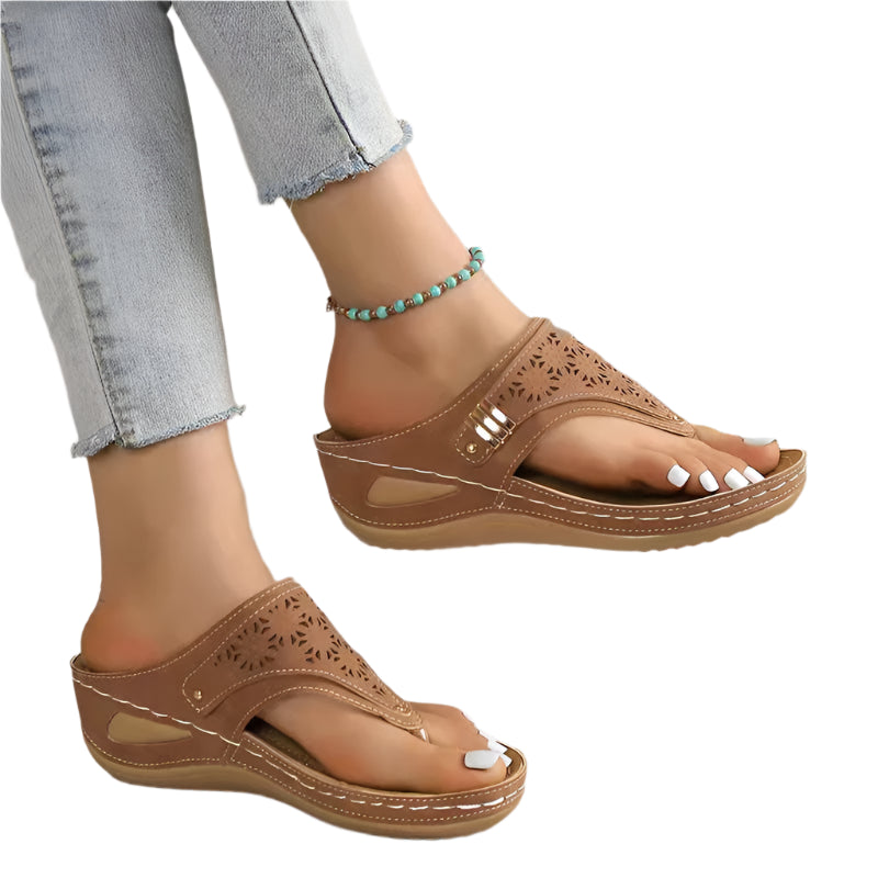 Women’s Orthopedic Clip Toe Wedge Sandals – Soft Arch Support Flip Flops