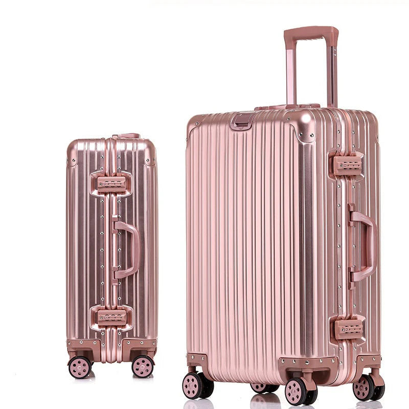 100% Aluminum-Magnesium Alloy Rolling Luggage – Spinner Trolley Case