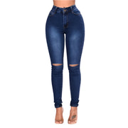 Women's High-Waist Ripped Skinny Jeans - Slim Fit Stretch Pencil Pants