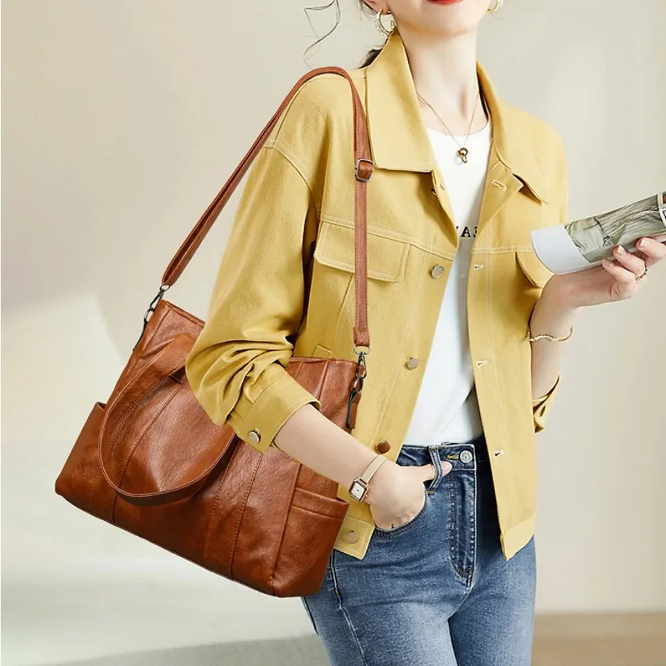 3-Piece Women's PU Leather Shoulder Crossbody Handbags Set