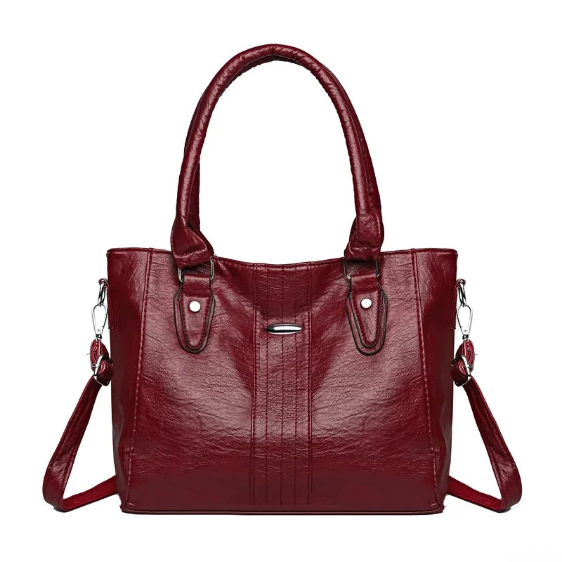 Vintage Soft Leather Handbag – Large Capacity Designer Shoulder Tote for Women