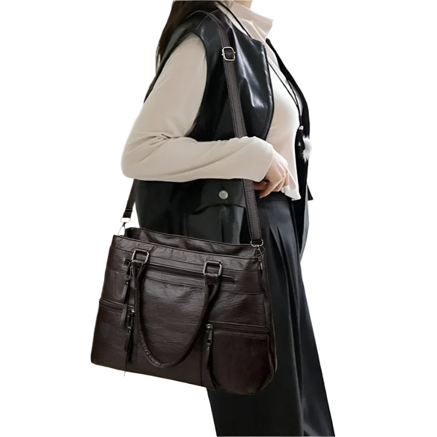 Elegant Women's Leather Handbag – Large Casual Tote & Crossbody Bag