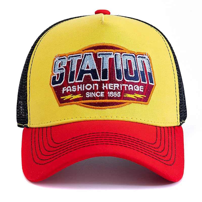 Unisex STATION Letter Mesh Baseball Cap – Breathable Summer Hat
