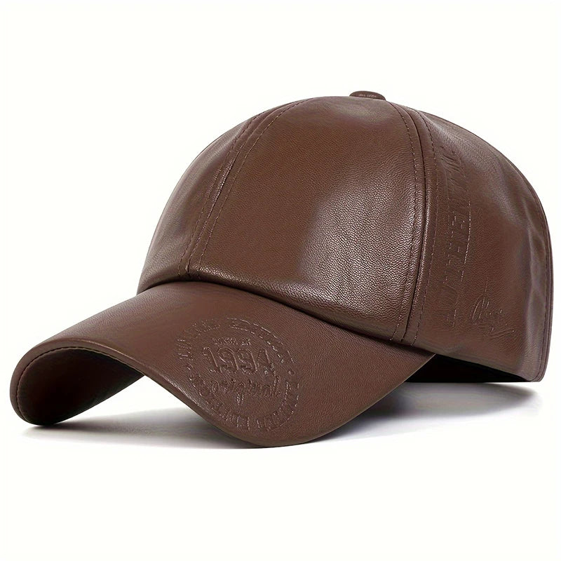 Vintage Leather Baseball Cap - Unisex Casual Adjustable Trucker