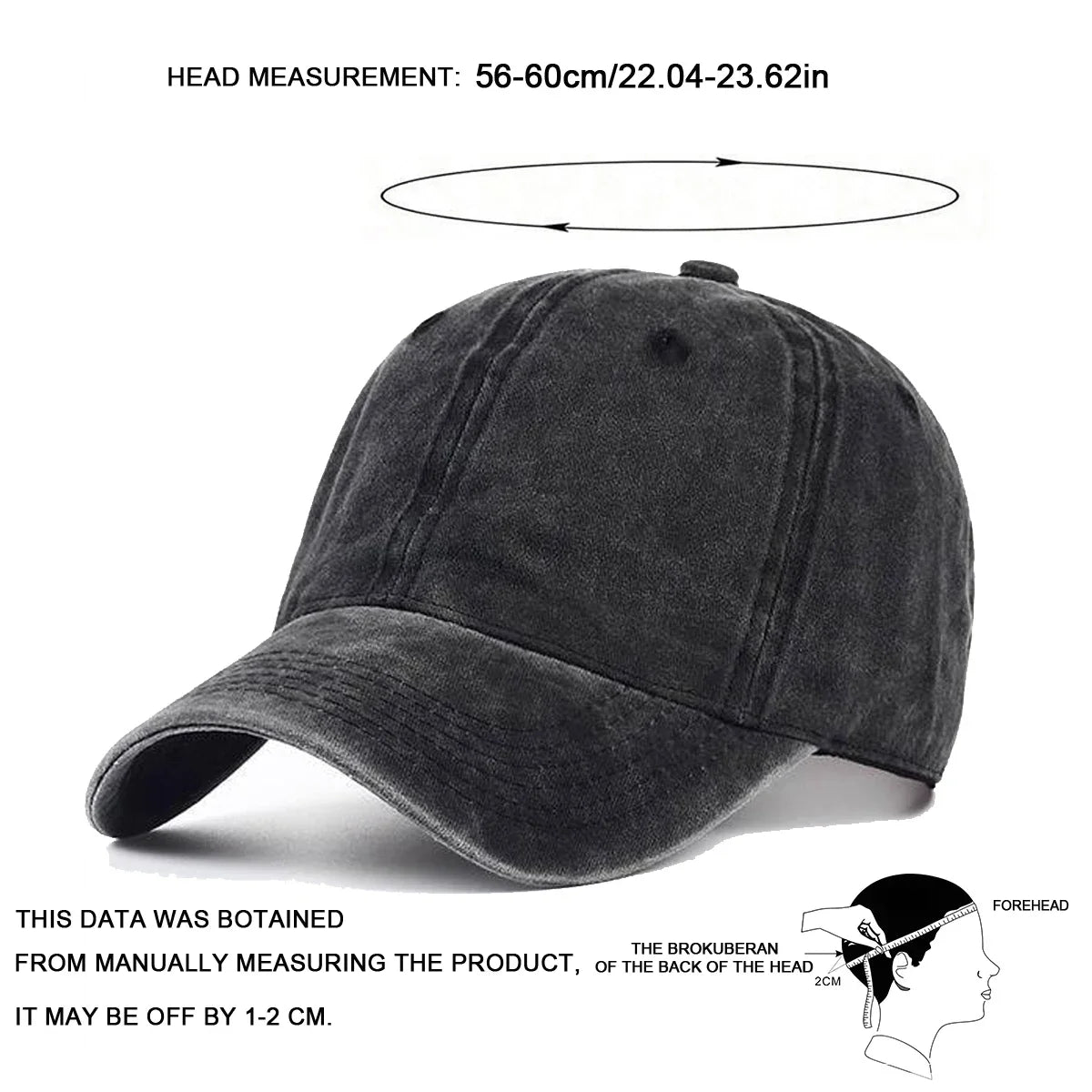 Light Wash Unisex Baseball Cap - Adjustable Casual Sun Hat