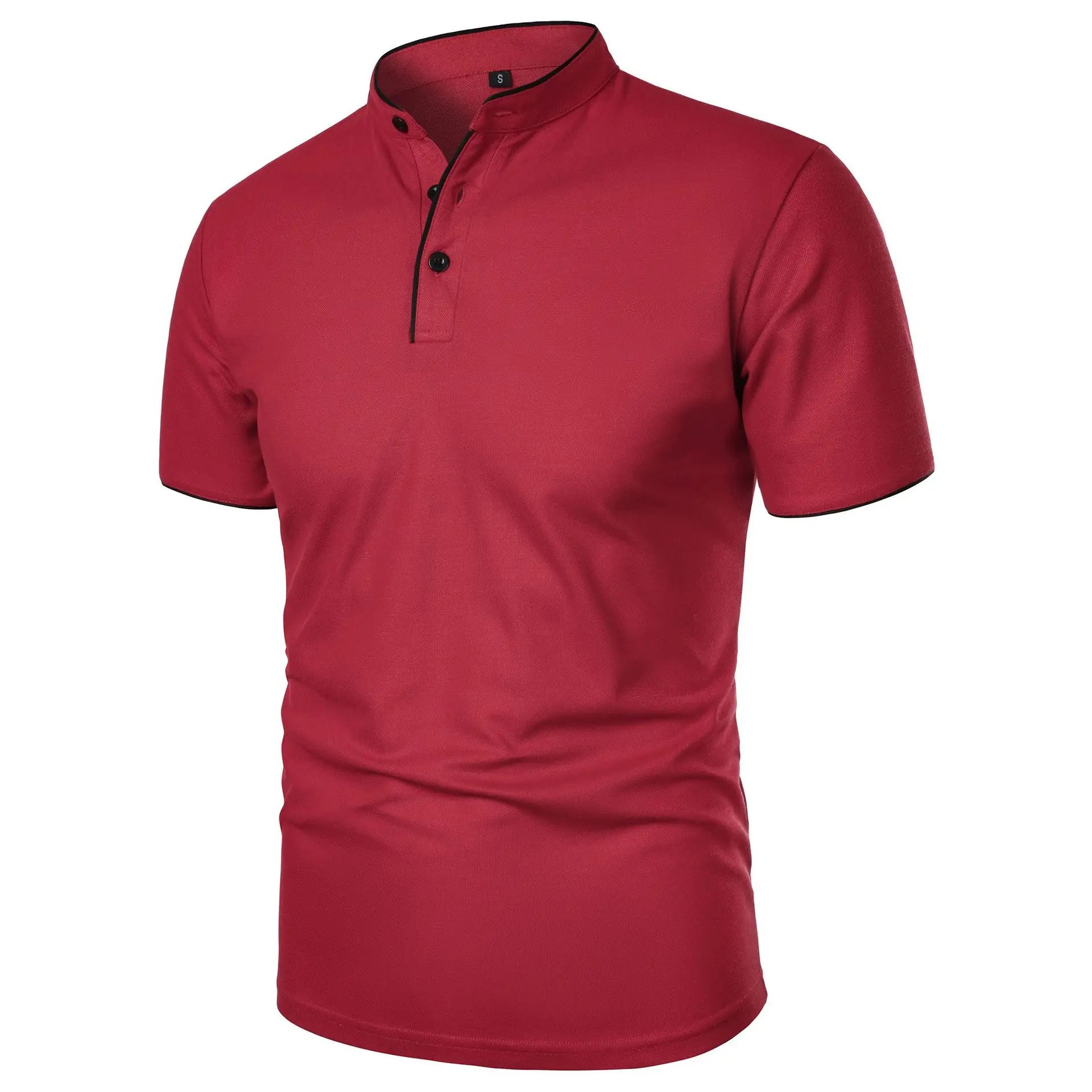 Men’s Solid Color Stand Collar T-Shirt – Slim Fit Lightweight Tee