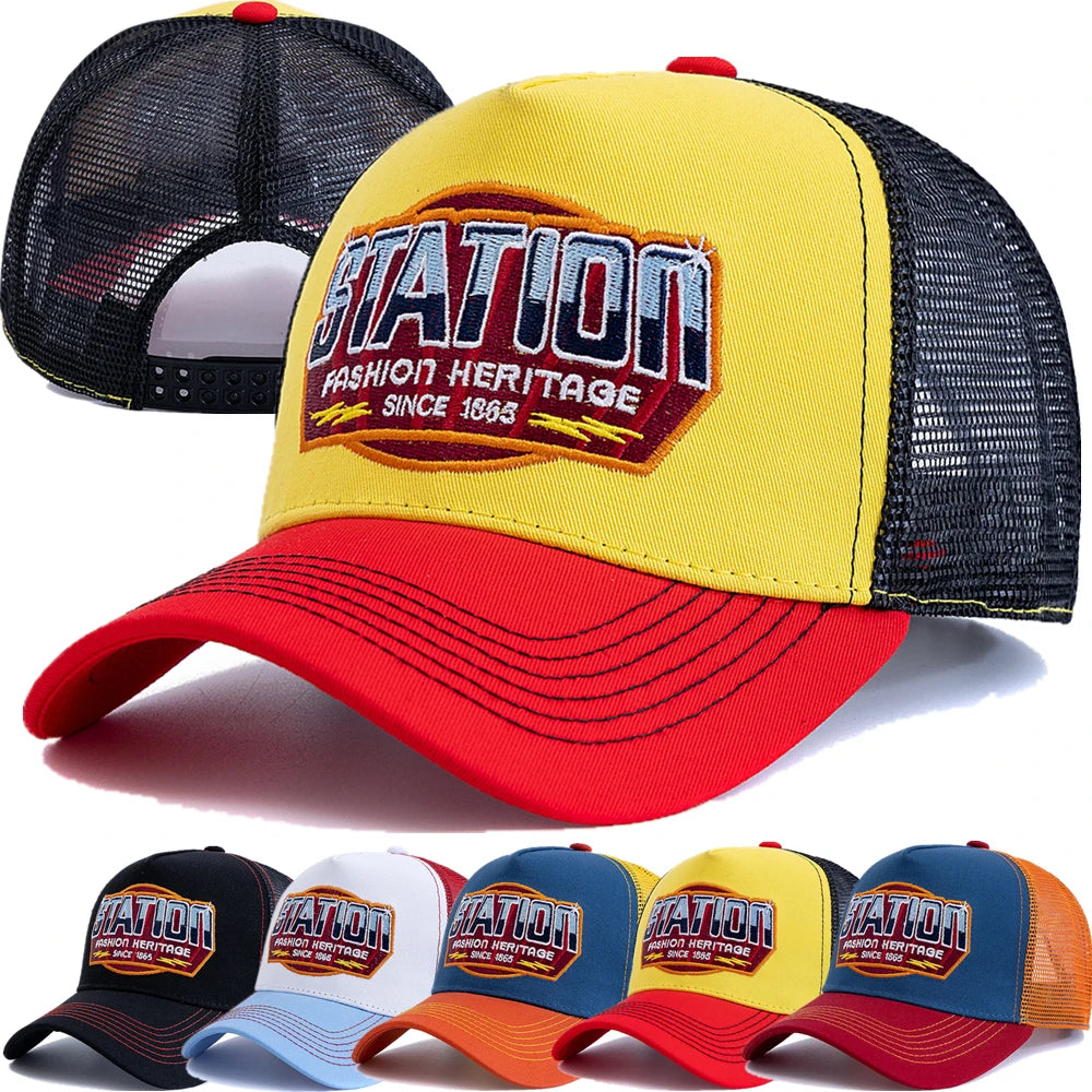 Unisex STATION Letter Mesh Baseball Cap – Breathable Summer Hat