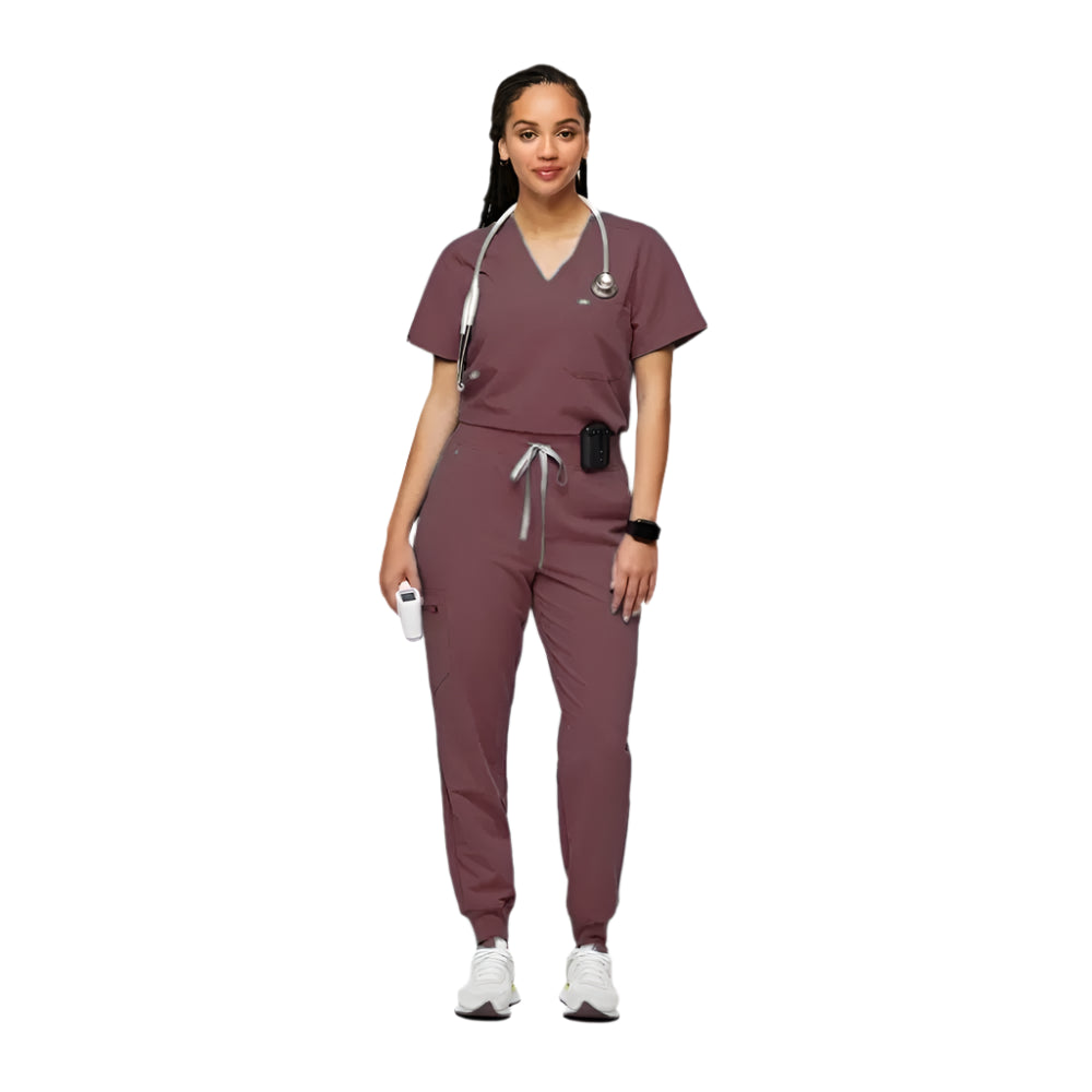Women's Fashionable Scrub Set - Jersey Medical Uniform Top & Pants