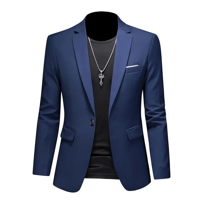 Boutique Men's Blazer: Solid Color Fashion for Business & Weddings