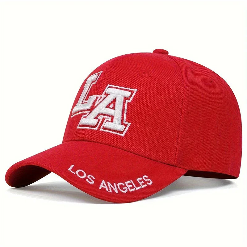 Red cap with 'LA' and 'Los Angeles' text on a white background