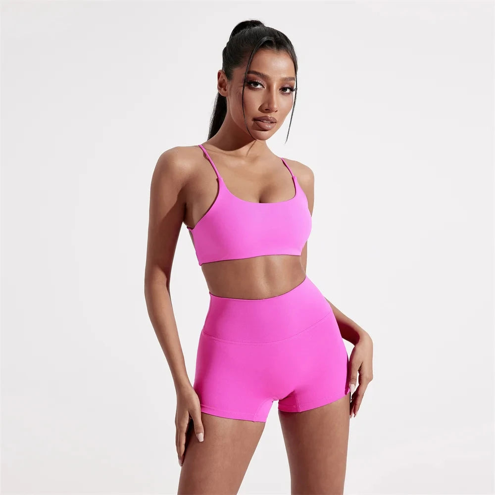 Women's Cross Back Sports Bra: Solid Color Fitness Top for Yoga