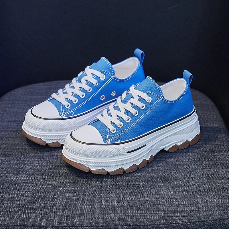 Korean Women’s Canvas Sneakers – Thick Bottom Casual Fashion Shoes