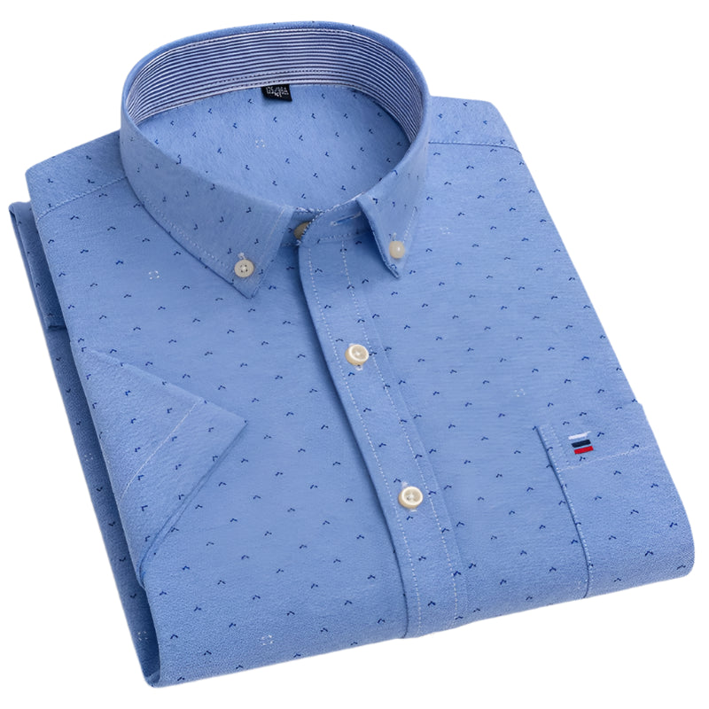 Short Sleeve Men’s 100% Cotton Oxford Plaid Summer wear Shirt –  7XL