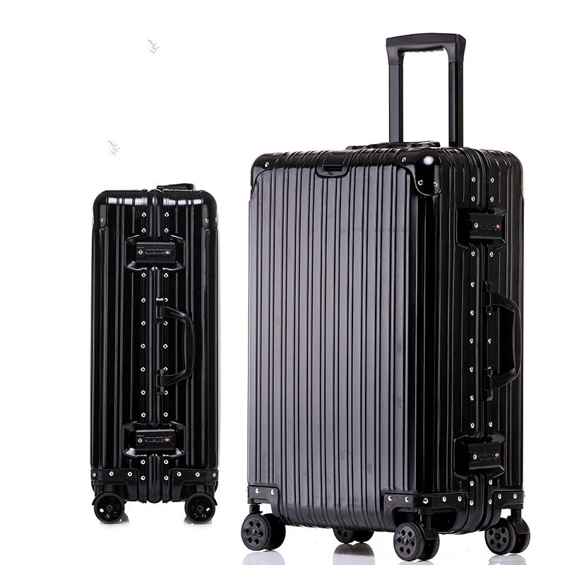 100% Aluminum-Magnesium Alloy Rolling Luggage – Spinner Trolley Case