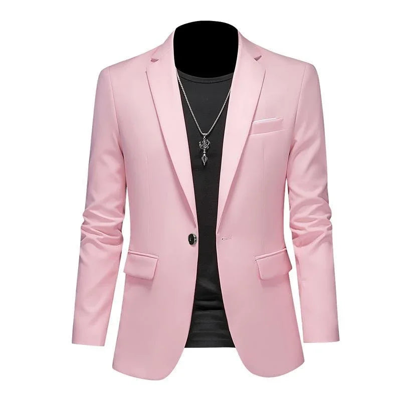 Boutique Men's Blazer: Solid Color Fashion for Business & Weddings