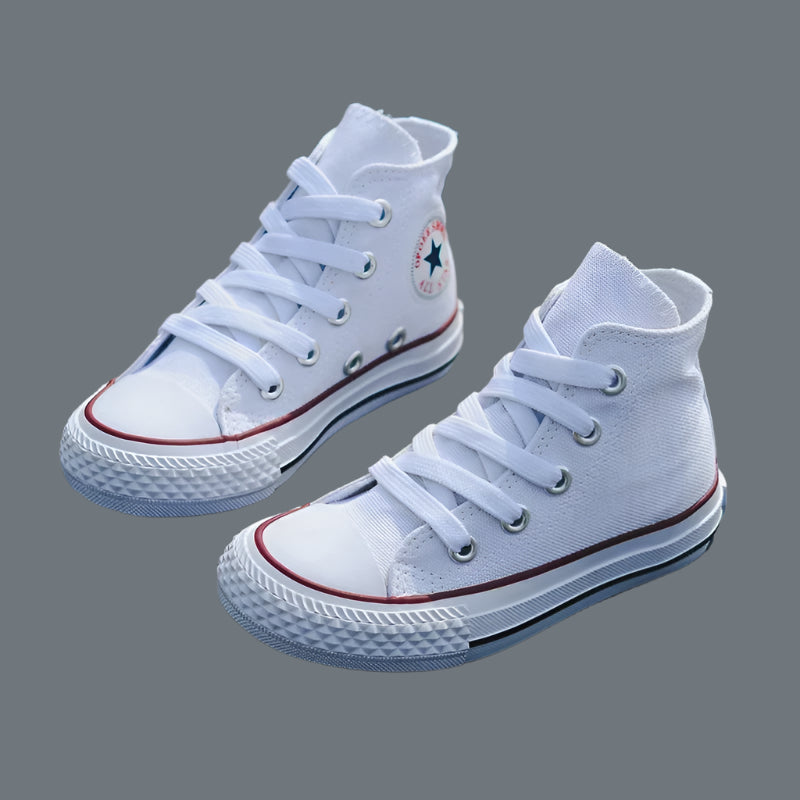 Kids’ Fashion High-Top Canvas Sneakers – Unisex School & Sports Shoes