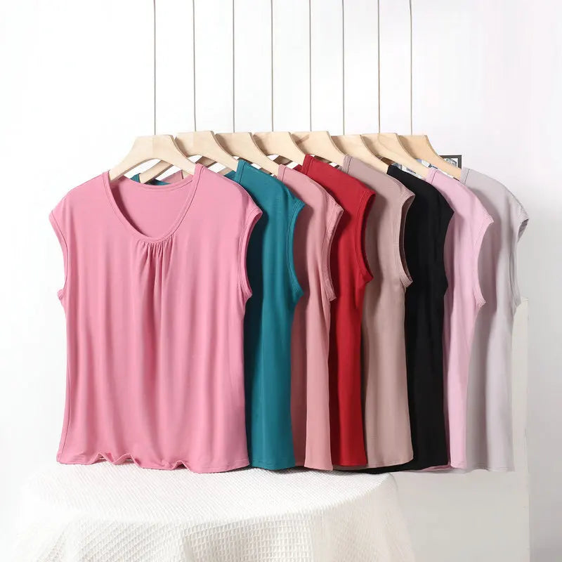 Plus size Modal Loose T-Shirt sleeveless solid color Casual Tank Tops XL to 8XL