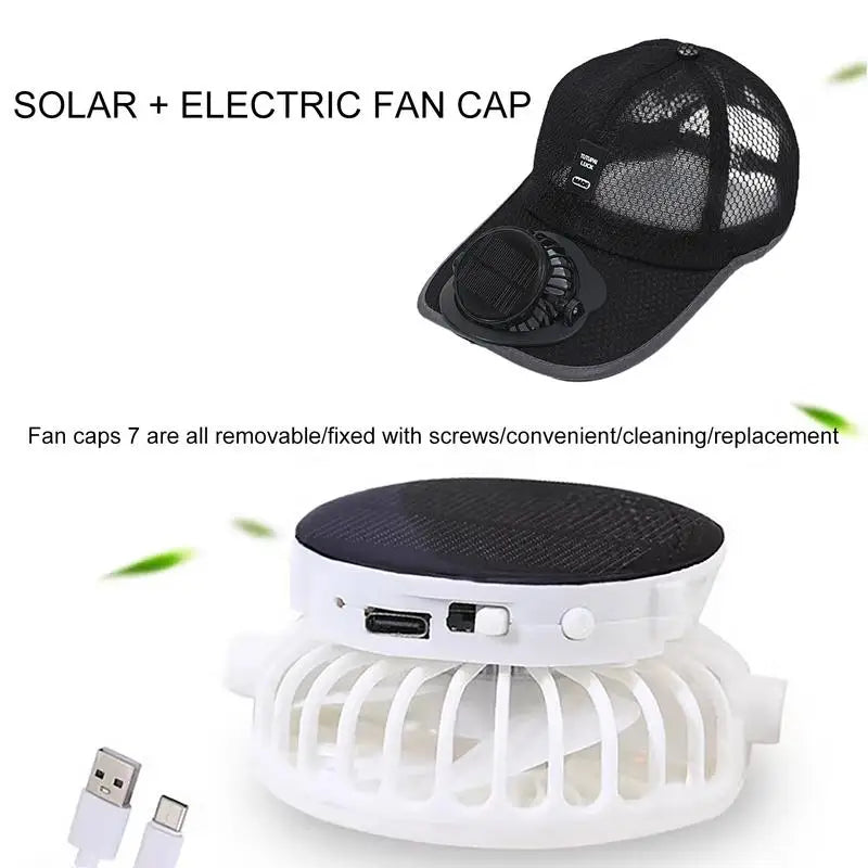 Solar Fan Hat - Unisex Breathable Mesh Sun Protection for Summer